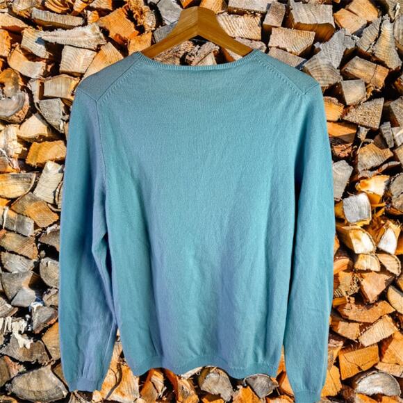Pendleton Women's XL (Fits Sz Large) Baby Blue Cashmere Cable Knit Front Sweater - Picture 2 of 8